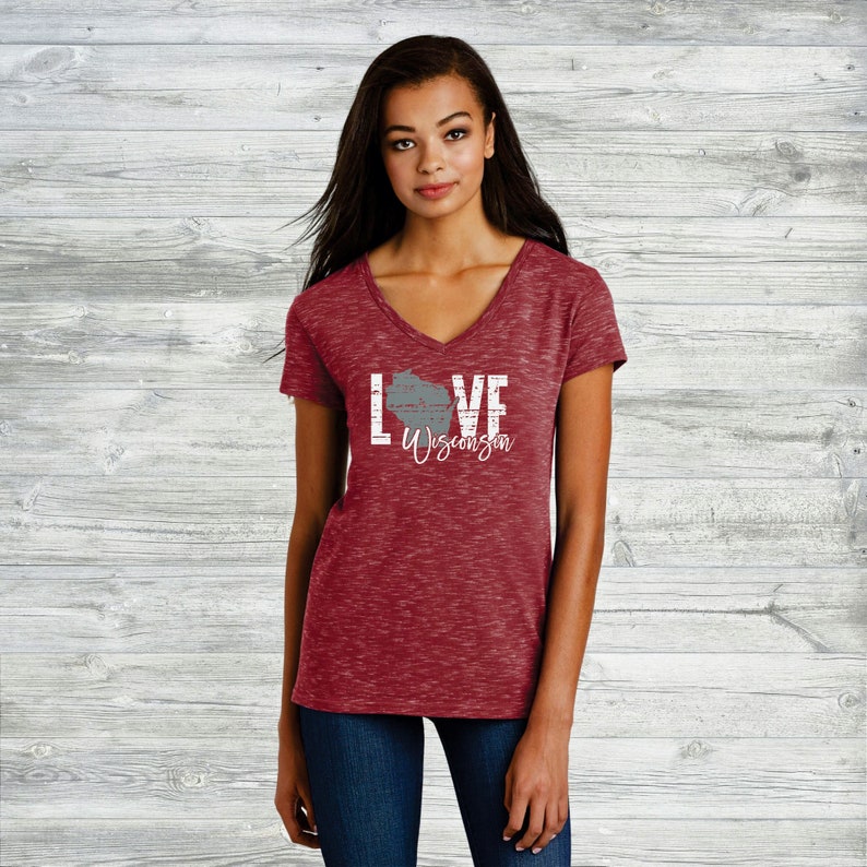 Wisconsin State Ladies T Shirt Love Wisconsin Shirt | Etsy