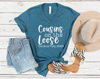 Cousins On the Loose Cousins Trip 2026 V-Neck Shirt, Weekend Matching Vacation tee