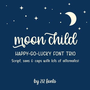 Moon Child Font Trio: Script, Sans, and Caps (OTF)