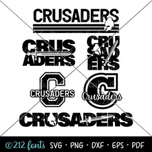 Paquete de gráficos SVG de mascota de los Crusaders, Escuela de los Crusaders Png, Arte de mascota escolar, Gráfico de camiseta de equipo deportivo, Archivo de corte de los Crusaders, Word Art universitario
