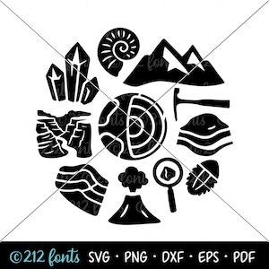Círculo de geología SVG, Profesor de geología PNG, Iconos de Rock Hound, Arte geológico digital, Minería de rocas y minerales, Amante de las piedras preciosas DXF, Ciencias de la Tierra