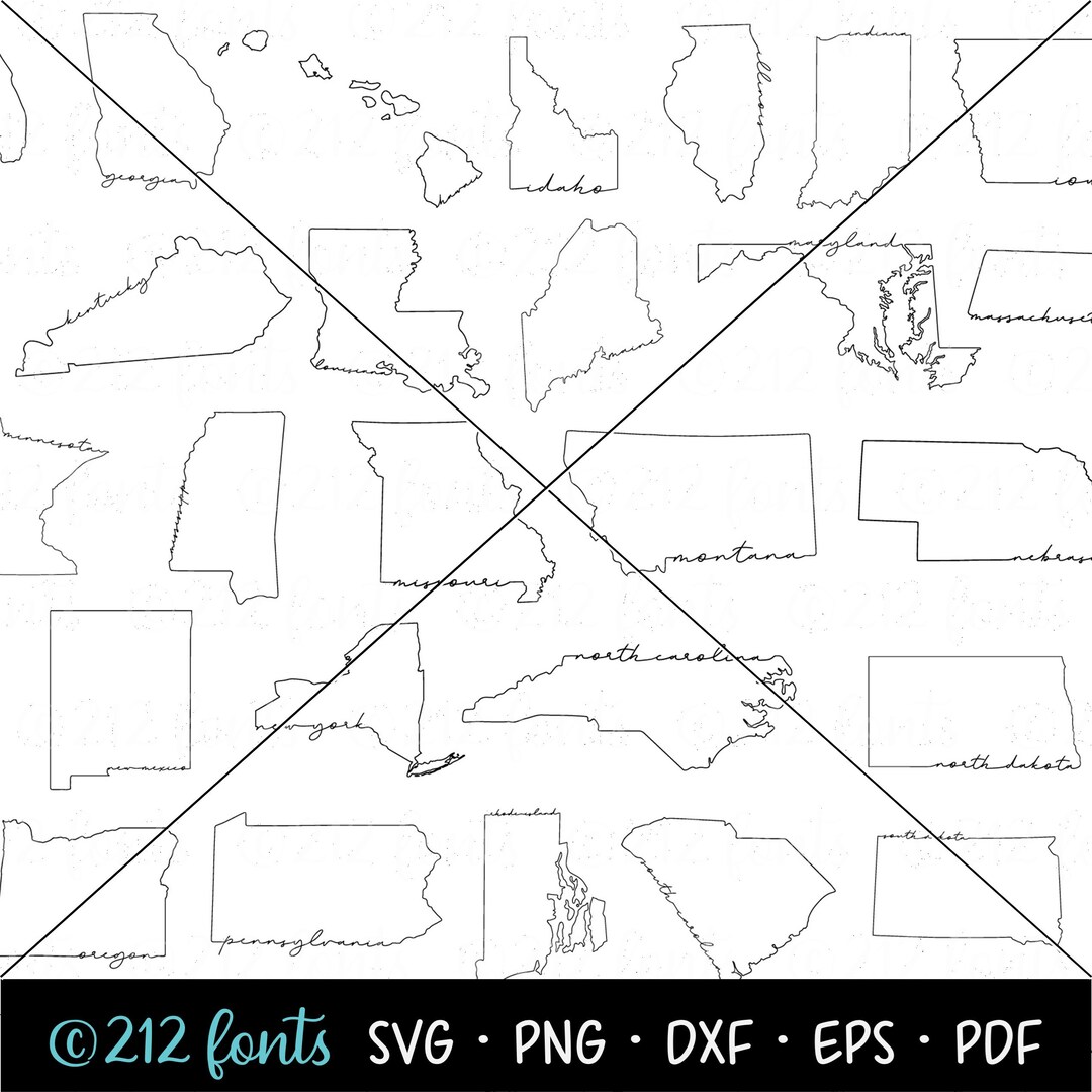 Vector Design State Line Vector United States Line Art SVG PNG Graphics, States Line Art Illustrations ...