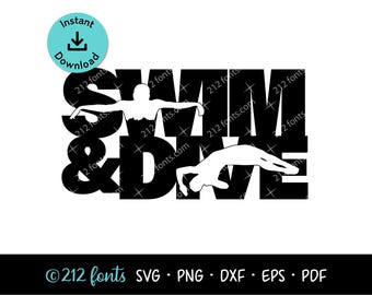Swim & Dive Silhouette Clipart : graphiques de l'équipe de natation et de plongée (téléchargement numérique)