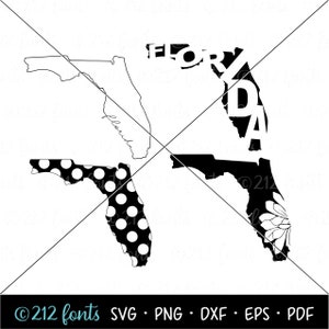 Florida Umriss Karten PNG Kunst, Florida SVG, Silhouette Karte Kunst, digitale Florida Typografie Kunst, Florida State Karte JPG, Florida State Clip Art
