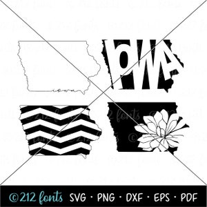 Carte muette PNG, Iowa SVG, Silhouette carte, Art numérique typographie Iowa, Iowa State carte JPG, Iowa State Clip Art fichiers numériques