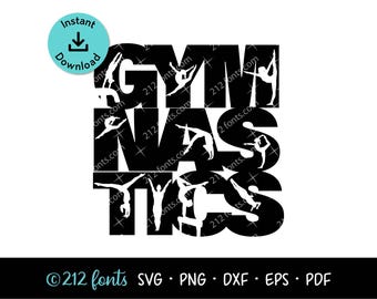 Gymnastics Silhouette Clip Art (svg, png, jpg, dxf) (Digital Download)