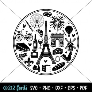 Frankreich Land SVG Kreis, Frankreich SVG Paris Karten Silhouette, Frankreich Kultur Illustration Französisch Clip Art, Eiffelturm Festung Arc Moulin