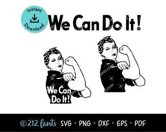 Rosie The Riveter SVG: Feminist Clipart, Women Power (Digital Download)