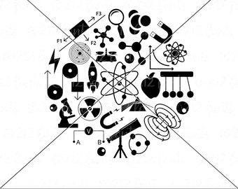 Physik Clipart, Wissenschaftliche Grafiken (svg, png, eps, dxf, jpg) (Digitaler Download)