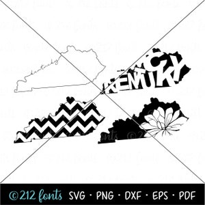 Carte muette du Kentucky PNG, Kentucky SVG Silhouette carte, typographie numérique du Kentucky, Kentucky State JPG, Kentucky State Clip Art fichiers dxf