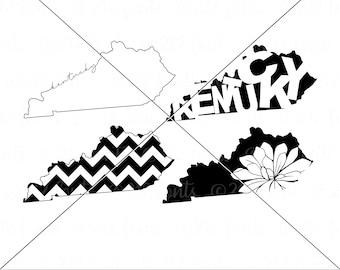 Kentucky Map Outline: State Silhouette, Typography (Digital Files)
