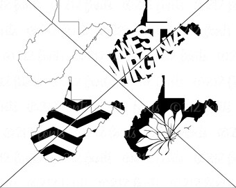 West Virginia Map Outline, WV State Silhouette (Digital Files)