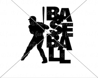 Arte tipográfico de béisbol en formato SVG: Gráficos de siluetas de bateadores (descarga digital)