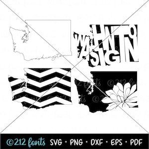 Washington Umriss PNG, Washington SVG Silhouette Karte, digitale Washington Typografie, US Bundesstaat Washington JPG, US Bundesstaat Washington Clip Art