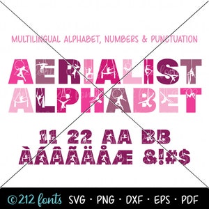 Acrobate alphabet SVG soies aériennes Png, format PDF Svg, cerceau aérien numérique dxf, lot de lettres acrobates, fichiers de coupe Lyra aérienne, police aérienne