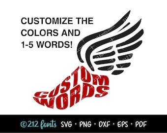 Custom Track & Field Shoe Clip Art, Choose Colors and Words Svg format, Digital Track Running Graphic, Personalized Track Team Cut File DXF