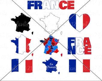 Pack de drapeau de la France et pays svg, France SVG, silhouette de cartes de France, illustration de contour de la France, drapeaux de la France et clipart cartes, français SVG