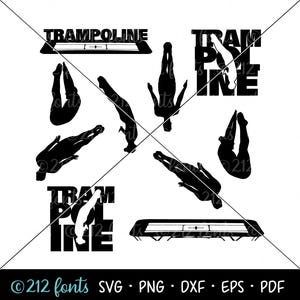 Trampoline Word Turner SVG Png Jpg, dubbele minitrampoline JPG, Trampoline Graphics gesneden bestanden, Trampoline Tumbler cadeau, Tumbling Coach