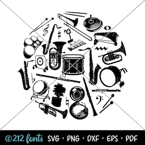 Marching Band Circle Clip Art, Front Ensemble Png, Jpg Svg format, Band Instruments JPG, Band Graphics Bundle, Music DXF Decal File Cut File