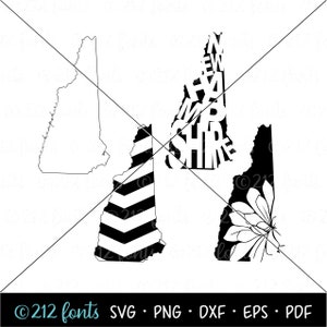 New Hampshire Map Outline: SVG, PNG, JPG, Clip Art Files (Digital Download)