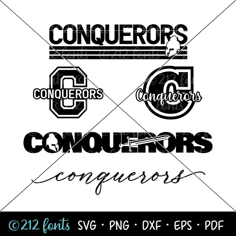 Conquerors Mascot SVG Graphics Pack: School Team Art (digital Download ...