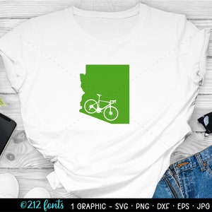 Arizona Fahrrad Schnittdatei, Arizona Fahrrad SVG, Fahrrad Silhouette Karte Kunst, digitale Arizona PNG, Arizona Karte DXF, Fahrrad Arizona State Clip Art