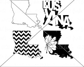 Louisiana Umriss Karte PNG, Louisiana SVG Silhouette Karte, digitale Louisiana Typografie, Louisiana State JPG, Louisiana State Clip Art Files
