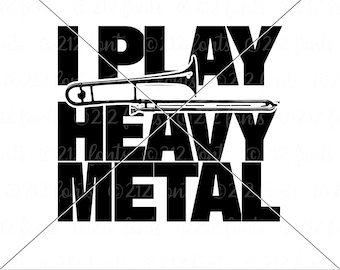 Toco trombón de heavy metal Clip Art svg, Trombón PNG Jpg eps, Trombón digital JPG, Gráfico de trombonista, Arte de banda de marcha de trombón