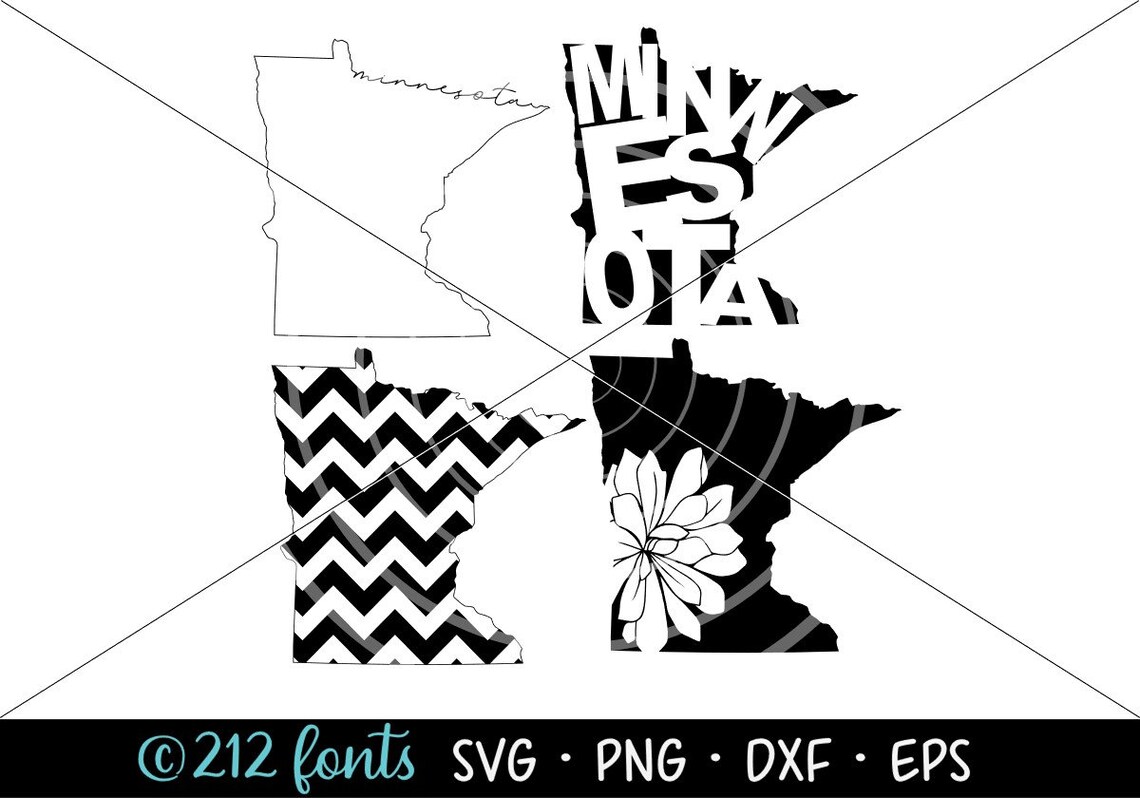 Minnesota Map Graphics Bundle (digital Download - Svg, Png, Dxf, Eps ...