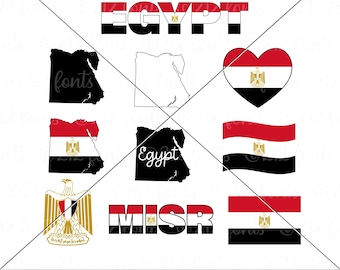 Egypt Flag & Map SVG Pack: Egyptian Clip Art (Digital Download)