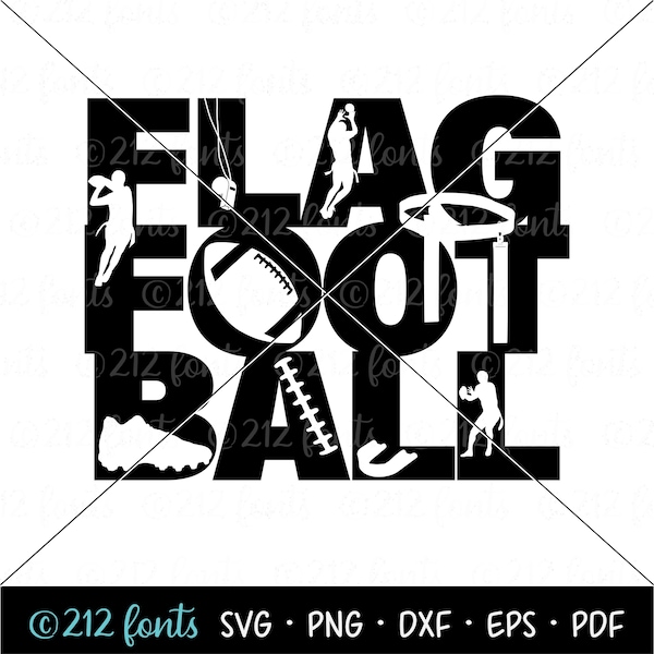 Flag Football Word SVG, Flag Football Circle Clip Art, Flag Football Png, Flag Football Coach, Flag Football Word Art, Football Graphics DXF