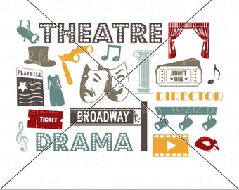 Theatre Graphics SVG, Drama Icons, Broadway Cut File (Digital Download)