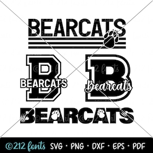 Bearcats Mascot SVG Graphics Pack, Bearcats School Png, School Mascot Art, Sports Team Shirt Graphics, Bearcats Cut File College Word Art