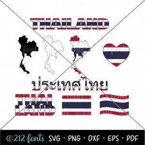 Thailand Flag & Map SVG Graphics: Thai Clip Art (Digital Download)
