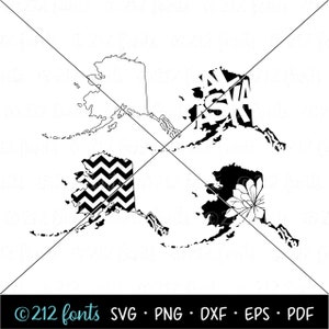 Alaska Outline Map PNG, Alaska SVG Silhouette Map, Digital Alaska Typography, Alaska State JPG, Alaska State Clip Art, Alaska Cut Files