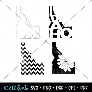 Idaho Map Outline: Typography Art, State Silhouette (Digital Files)