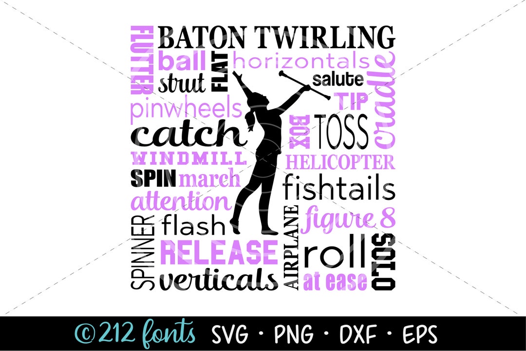 Baton Word Art Baton Twirling Png Jpg Svg Format Digital Etsy