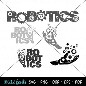 ロボット工学 SVG、ロボット工学教師 PNG、エンジニアリング アイコン svg、デジタル ロボット工学アート、ロボット工学グラフィックス、ロボット工学カット ファイル DXF、STEM 科学 svg