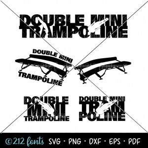Dubbele minitrampoline Word SVG Png Jpg, dubbele minitrampoline gesneden bestand, Trampoline Graphics Canva silhouet, Tumbler Coach Gymnast Gift