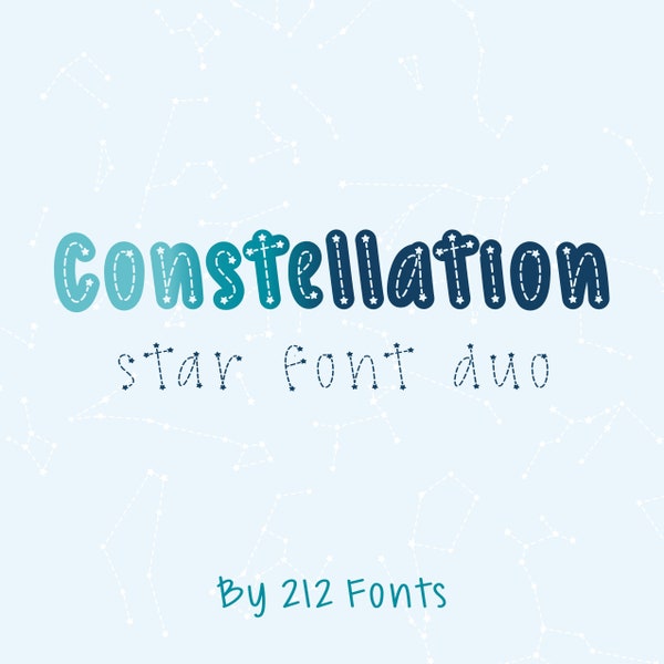 Constellation Star font, Font made of Stars, Constellations Dingbat Font, Star Dingbat Font, Zodiac Alphabet font, Stars Font Duo