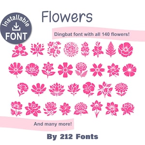 Flower Dingbat Font: 140 Floral Graphics (OTF)