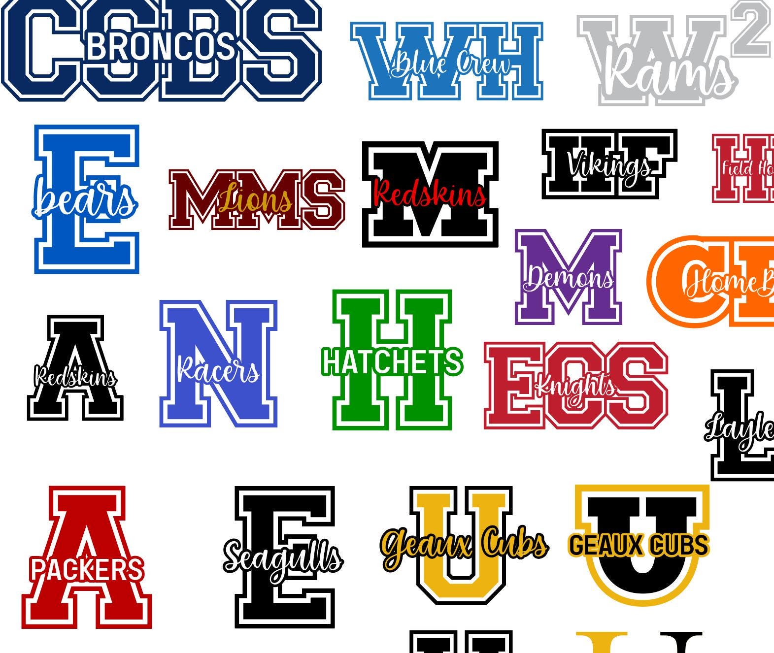 Sticker Letters Varsity Custom Varsity Letter SVG: Personalized Mascot, School, or Team ...