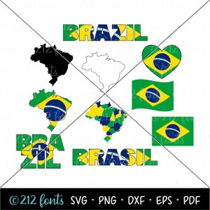 ブラジルの国旗と国の SVG パック、ブラジルの SVG、ブラジル地図のシルエット、ブラジルのアウトライン、ブラジルの国旗と地図のクリップ アート、ブラジルのアート SVG