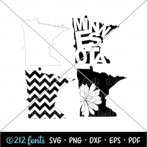 Carte muette du Minnesota PNG, Minnesota SVG Silhouette carte, typographie numérique du Minnesota, État du Minnesota JPG, État du Minnesota Clip Art dxf