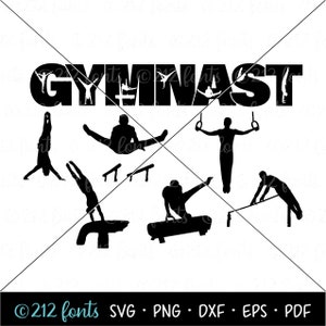 Gymnastique masculine Clip Art SVGs, gymnastique PNG Jpg eps, gymnastique numérique, graphique de gymnastique pour garçons, fichier coupe gymnaste, gymnaste masculin DXF