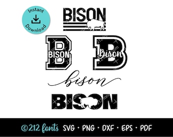 Bison Maskottchen SVG Grafik Pack: Schule Team Shirt Designs (Digitaler Download)