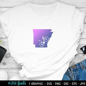 Arkansas Fahrrad Schnittdatei, Arkansas Fahrrad SVG, Fahrrad Silhouette Karte Kunst, digitale Arkansas PNG, Arkansas Karte DXF, Fahrrad Arkansas Clip Art