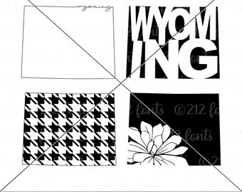 Wyoming Outline Maps PNG, Wyoming SVG, Silhouette Map Art, Digital Wyoming Typography Art, Wyoming State Map JPG, Wyoming State Clip Art