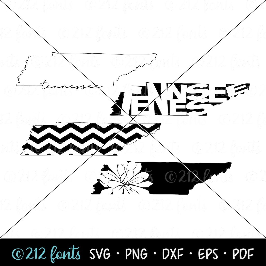 Tennessee Outline Map PNG, Tennessee SVG Silhouette Map, Digital
