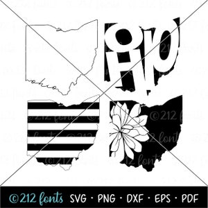 Ohio Map Outline: SVG, PNG, JPG, Clip Art (Digital Files)